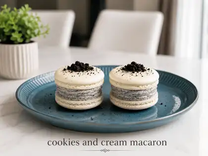     Cookie and cream macaron