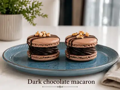 Dark chocolate macaron